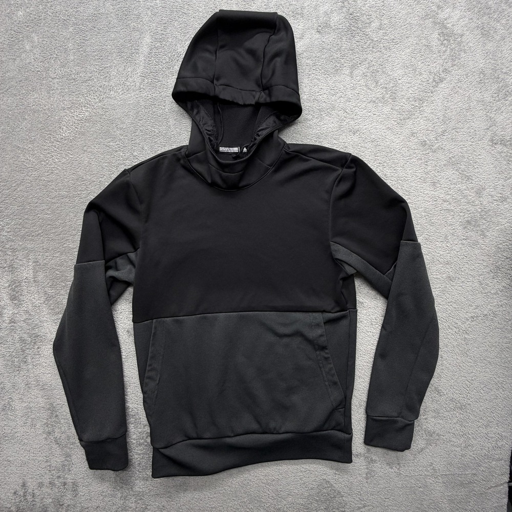 Adidas Hoodie Mens XS Black Pullover Hooded Lined Fleece High Neck‎ Athletic